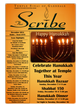 Celebrate Hanukkah Together at Temple This Year