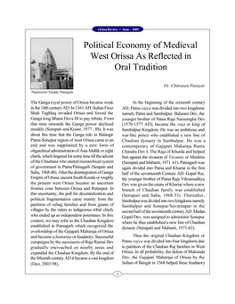 Political Economy of Medieval West Orissa As Reflected in Oral Tradition