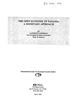 The Open Economy of Panama: a Monetary Approach