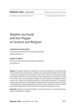 Stephen Jay Gould and Karl Popper on Science and Religion