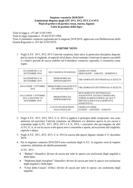 Vista La Legge 157/92 “Norme Per La Protezione Della Fauna