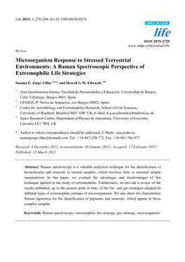 Microorganism Response to Stressed Terrestrial Environments: a Raman Spectroscopic Perspective of Extremophilic Life Strategies