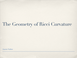 The Geometry of Ricci Curvature