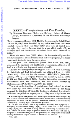 XXXVI.-Fl?Ioiplzsmbate.S Und Free Fluorine