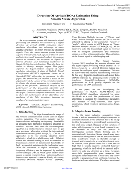 Direction of Arrival (DOA) Estimation Using Smooth Music Algorithm