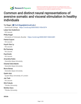 Common and Distinct Neural Representations of Aversive Somatic and Visceral Stimulation in Healthy Individuals