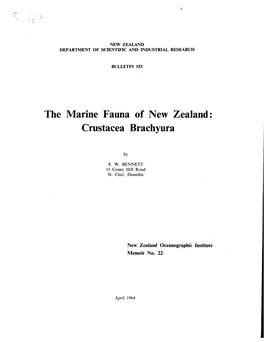 The Marine Fauna of New Zealand: Crustacea Brachyura
