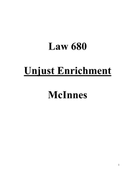 Law 680 Unjust Enrichment Mcinnes