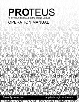 EMU PROTEUS 1 Owner's Manual