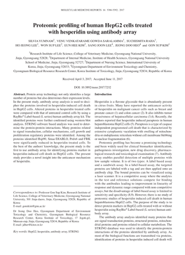 Proteomic Profiling of Human Hepg2 Cells Treated with Hesperidin Using Antibody Array