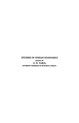 Studies in Indian Economics C. N. Vakil