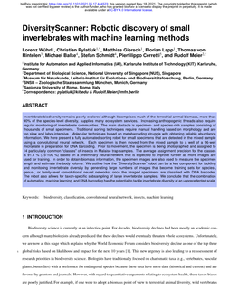 Robotic Discovery of Small Invertebrates with Machine Learning Methods