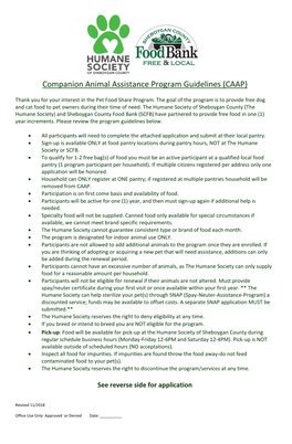 Companion Animal Assistance Program Guidelines (CAAP) Companion Animal Assistance Program Guidelines (CAAP)