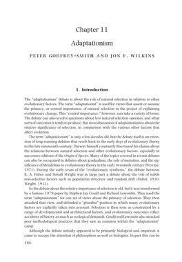 Chapter 11 Adaptationism Peter Godfrey-Smith and Jon F