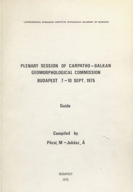 Plenary Session of Carpatho-Balkan Geomorphological Commission