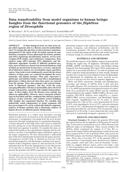 Insights from the Functional Genomics of the Flightless Region of Drosophila