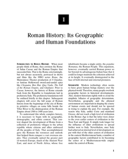 I Roman History: Its Geographic and Human Foundations