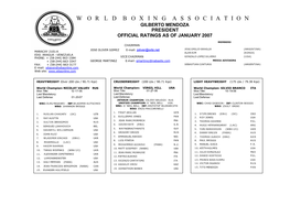 World Boxing Association Gilberto Mendoza President Official Ratings As of January 2007