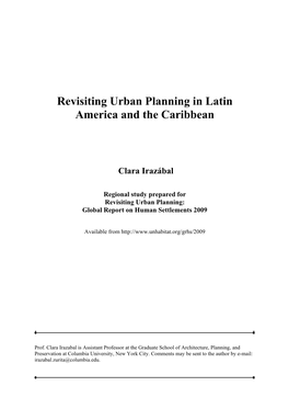 Revisiting Urban Planning in Latin America and the Caribbean