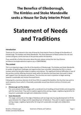 Statement of Needs and Traditions