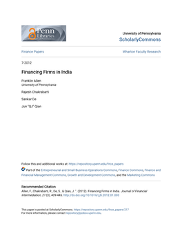 Financing Firms in India