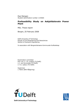 Prefeasibility Study on Askjelldalsvatn Power Plant