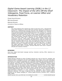 Digital Game-Based Learning (DGBL) in the L2 Classroom: the Impact of the UN’S Off-The-Shelf Videogame, Food Force, on Learner Affect and Vocabulary Retention