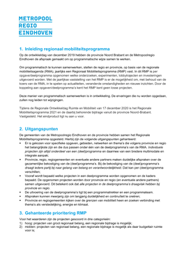 1. Inleiding Regionaal Mobiliteitsprogramma