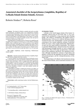 Annotated Checklist of the Herpetofauna (Amphibia, Reptilia) of Lefkada Island (Ionian Islands, Greece)