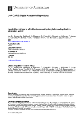 Kauniolide Synthase Is a P450 with Unusual Hydroxylation and Cyclization-Elimination Activity