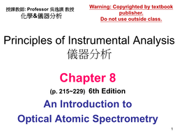 Chapter 8 an Introduction to Optical Atomic Spectrometry