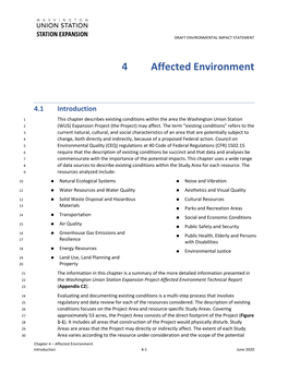 Chapter 4 – Affected Environment Introduction 4-1 June 2020 DRAFT ENVIRONMENTAL IMPACT STATEMENT