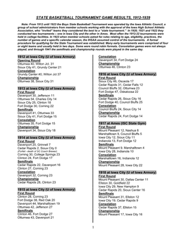 1 State Basketball Tournament Game Results