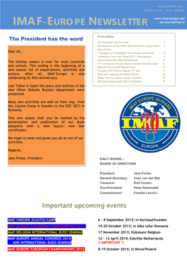 IMAF-EUROPE NEWSLETTER Secretaris@Imaf.Nl