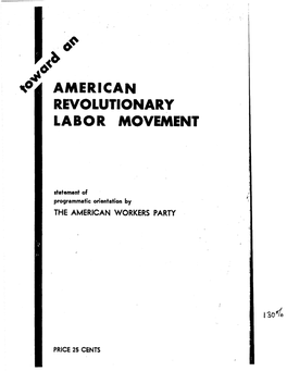 Toward an American Revolutionary Labor Movement·