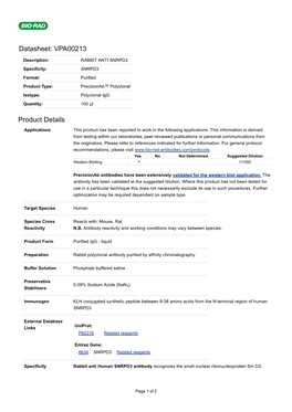 Datasheet: VPA00213 Product Details