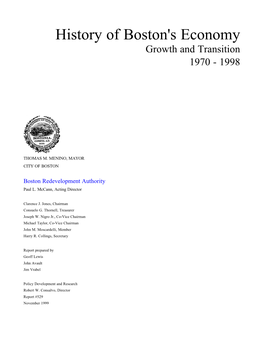 History of Boston's Economy Growth and Transition 1970 - 1998