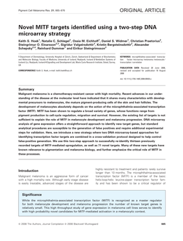 Novel MITF Targets Identified Using a Two-Step DNA Microarray Strategy