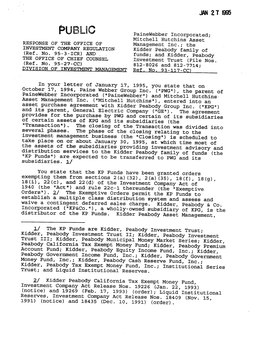 Painewebber Incorporated; Mitchell Hutchins Asset RESPONSE of the OFFICE of Management Inc.; the INVESTMNT COMPAN REGULATION Kidder Peabody Family of (Ref