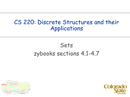 CS 220: Discrete Structures and Their Applications Sets Zybooks Sections