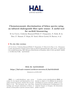 Chemotaxonomic Discrimination of Lichen Species Using an Infrared Chalcogenide Fibre Optic Sensor: a Useful Tool for On-Field Biosourcing M
