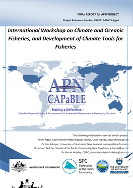 International Workshop on Climate and Oceanic Fisheries, and Development of Climate Tools for Fisheries