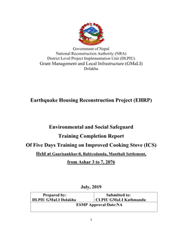 Environmental and Social Safeguard Training Completion Report of Five