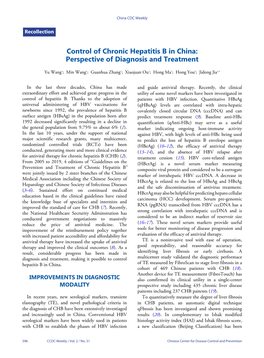 Control of Chronic Hepatitis B in China: Perspective of Diagnosis and Treatment