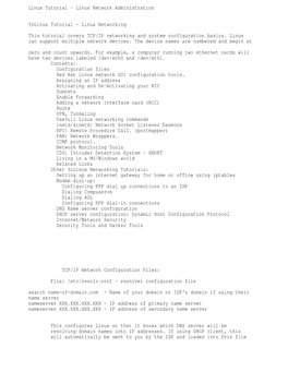 Linux Networking This Tutorial Covers TCP/IP Networking And