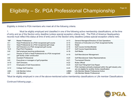 Eligibility – Sr. PGA Professional Championship