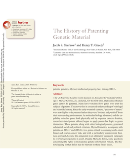 The History of Patenting Genetic Material 163 GE49CH08-Greely ARI 6 November 2015 13:19