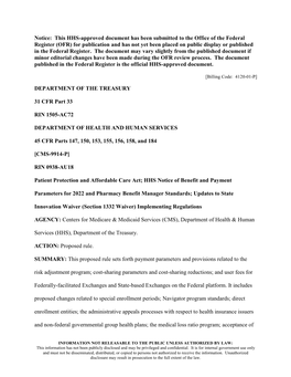 CMS 9914-P: Proposed HHS Notice of Benefit and Payment Parameters