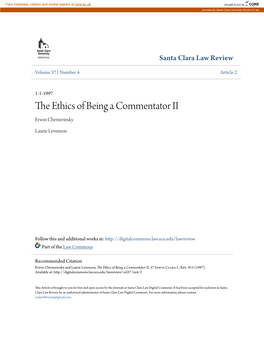 The Ethics of Being a Commentator II, 37 Santa Clara L