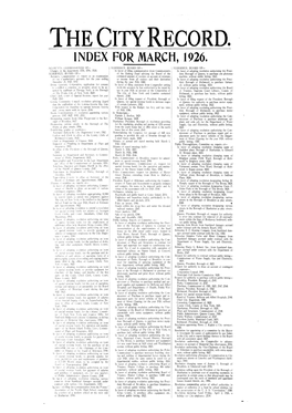 FOR MARCH, 1926. .1CCOUNTS, COMMISSIONER OF- ALDERMEN, BOARD OF- 1LDERMEN, BOARD OF- Changes in the Department, 1516, 1596, 1934